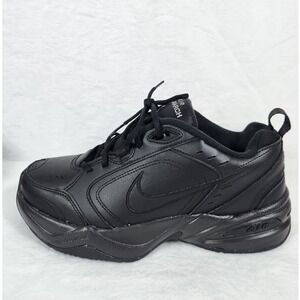 Nike Air Monarch IV Mens Size 9.5 Black Leather Athletic Shoes 415445 001